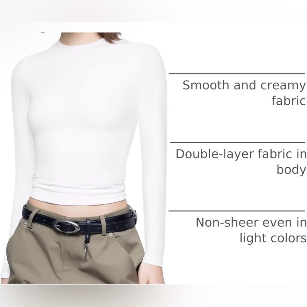 Classic White Long Sleeve Crop Top - Picture 7 of 9